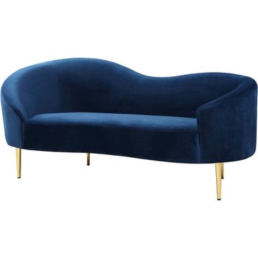 Ritz Velvet Loveseat In Navy