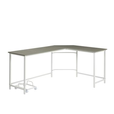 66 Inch L Shape Computer Desk In Gray and White