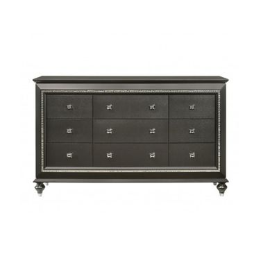 66 Inch Solid and Manufactured Wood Nine Drawer Triple Dresser In Gray