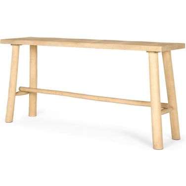 66 Inch Solid Wood Trestle Console Table In Light Brown