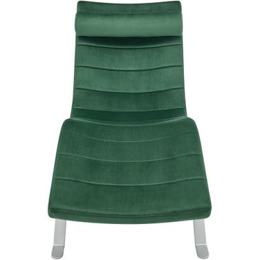 66 Inch Velvet Lounge Chair In Green and Silver