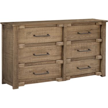 67 Inch Solid Wood Six Drawer Double Dresser In Natural