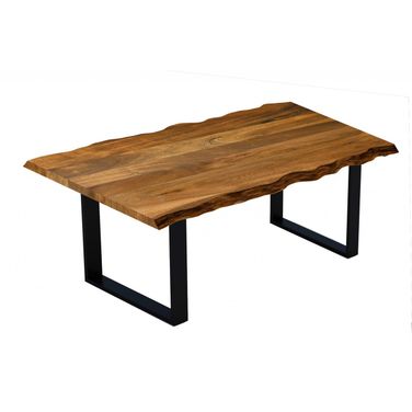 68 Inch Solid Wood Sled Base Dining Table In Black and Brown