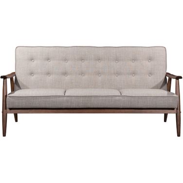 69 Inch Polyester Sofa with Brown Legs In Beige