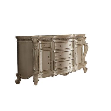 69 Inch Solid and Manufactured Wood Five Drawer Triple Dresser In Pearl