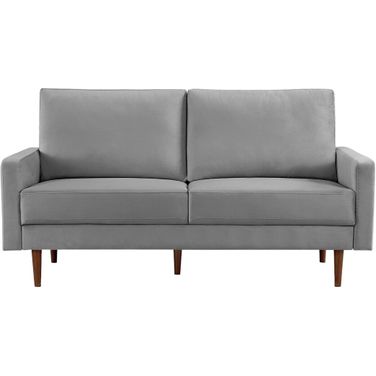69 Inch Velvet Sofa with Dark Brown Legs In Gray