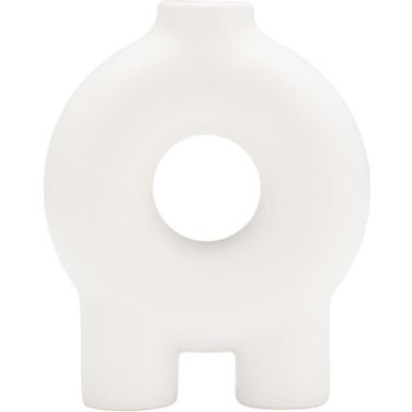 7 Inch Donut Footed Vase In White