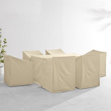 7 Piece Outdoor Dining Furniture Cover Set In Tan