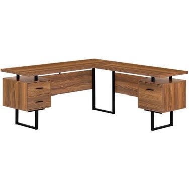 70 Inch Computer Desk In Walnut With Left Or Right Face