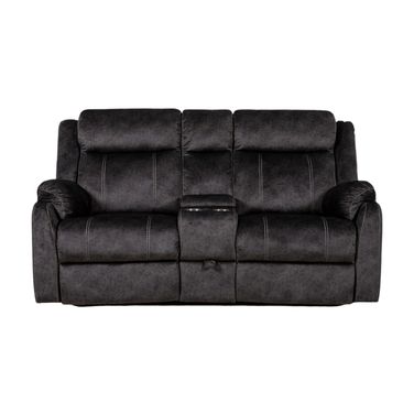 70 Inch Microfiber Manual Reclining Loveseat with Storage In Dark Gray