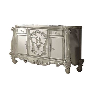 70 Inch Solid Wood Six Drawer Combo Dresser In Bone White