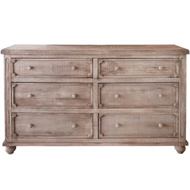 70 Inch Solid Wood Six Drawer Double Dresser In Natural