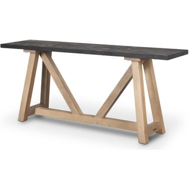 70 Inch Solid Wood Trestle Console Table In Black and Brown