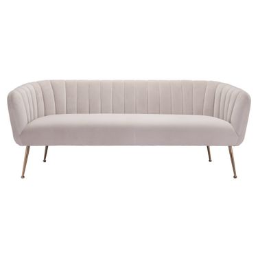 70 Inch Velvet Sofa with Gold Legs In Beige