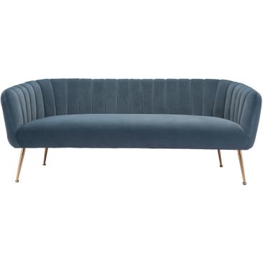 70 Inch Velvet Sofa with Gold Legs In Gray