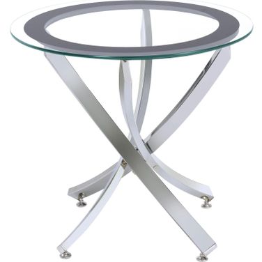 Brooke Glass Top End Table Chrome and Black
