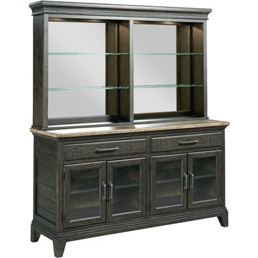 Plank Road Charcoal Rockland Buffet with Hutch
