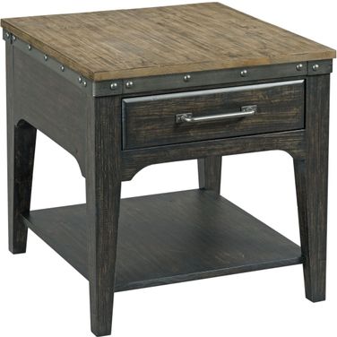 Plank Road Charcoal Artisans Rectangular Drawer End Table