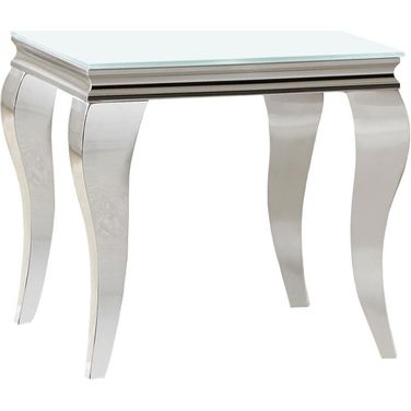 Carone Square End Table White and Chrome