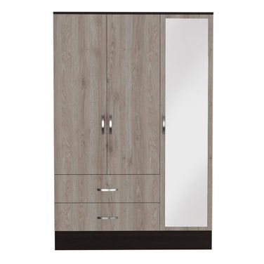 71 Inch Mirrored Two Drawer Combo Dresser In Black and Brown