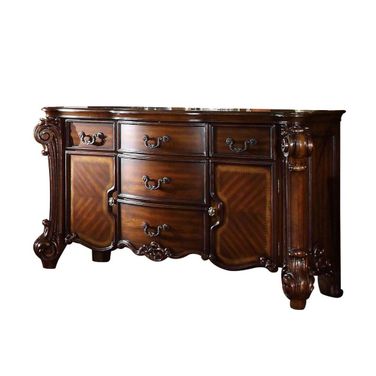 71 Inch Solid Wood Five Drawer Dresser In Cherry