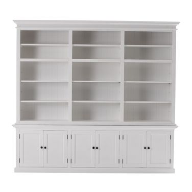 71 Inch Solid Wood Frame Dining Hutch with Multiple Shelves and Three Drawers In White
