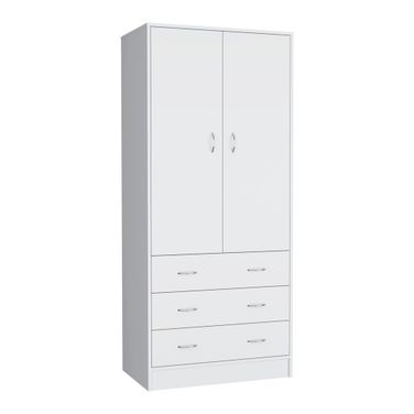 71 Inch Two Door Three Drawer Combo Dresser In White