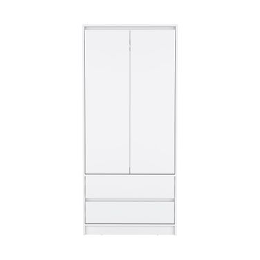 71 Inch Wood Two Door Two Drawer Combo Dresser In White