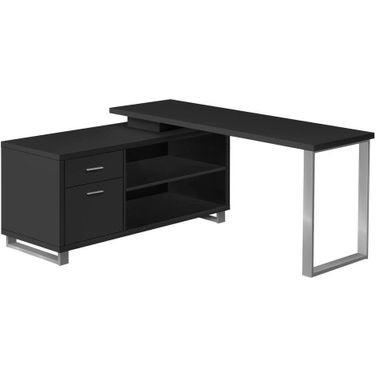 72 Inch Black And Silver Executive Corner Compter Desk