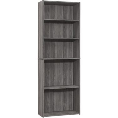 72 Inch Bookcase In Grey With 5 Shelves