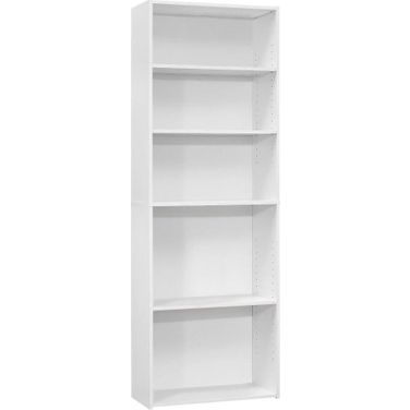 72 Inch Bookcase In White With 5 Shelves