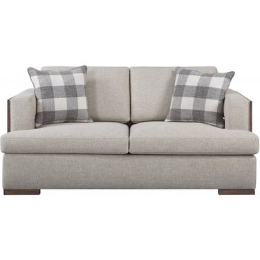 72 Inch Linen Loveseat In Beige and Brown