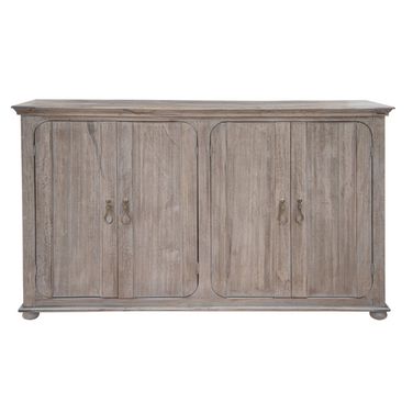 72 Inch Solid and Manufactured Wood Distressed Credenza In Sand