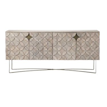 72 Inch Solid Wood Sideboard with Four Doors In Light Brown