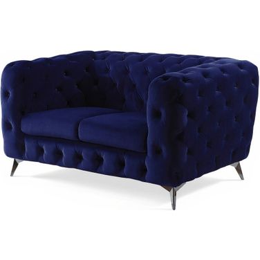 72 Inch Velvet Loveseat In Silver and Blue
