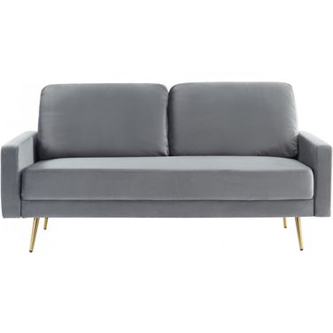 72 Inch Velvet Sofa with Brass Legs In Gray
