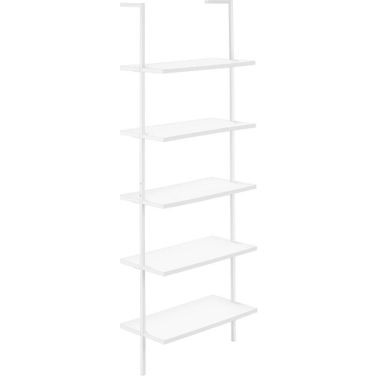 72 Inch White Metal Ladder Bookcase