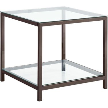 Trini End Table with Glass Shelf Black Nickel