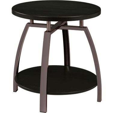Dacre Round End Table Dark Grey and Black Nickel