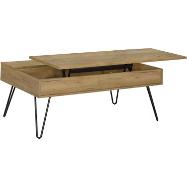 Fanning Lift Top Storage Coffee Table Golden Oak and Black