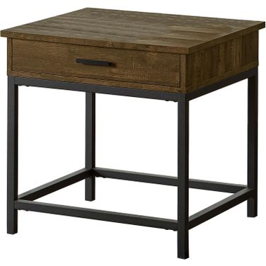 Byers Square 1-drawer End Table Brown Oak and Sandy Black