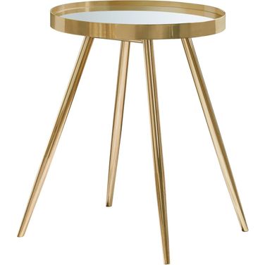 Kaelyn Round Mirror Top End Table Gold