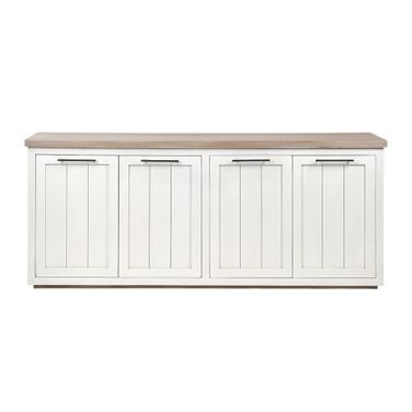 73 Inch Solid Wood Sideboard with Four Doors In White and Brown