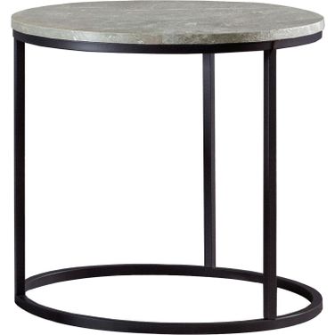 Lainey Faux Marble Round Top End Table Grey and Gunmetal
