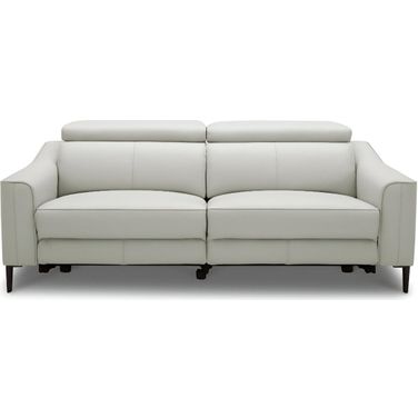 74 Inch Leather Reclining Sofa with Black Legs In Gray