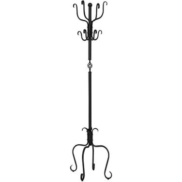74 Inch Traditional Hammered Black Metal Coat Rack