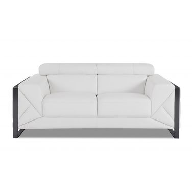 75 Inch Italian Leather Loveseat In White and Black