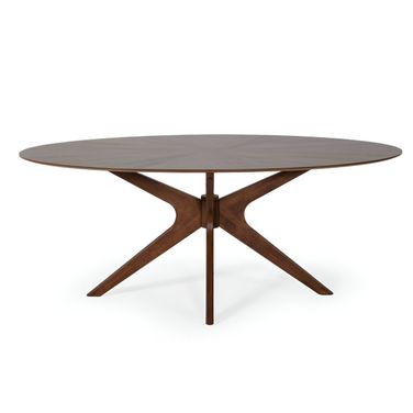 75 Inch Oval Solid Manufactured Wood Pedestal Base Dining Table In Brown