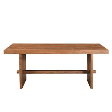 75 Inch Solid Wood Trestle Base Dining Table In Brown