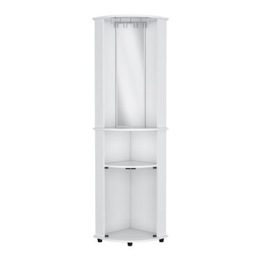 75 Inch Wood Corner Bar Cabinet with Three Shelves In White